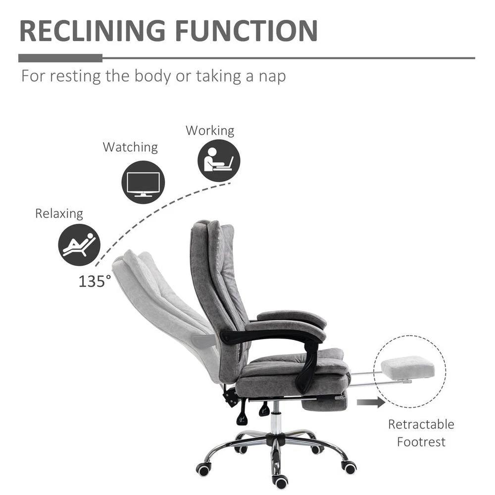 Vinsetto Executive Office Chair Computer Swivel Chair for Home with Arm, Footrest, Grey - Office Chair