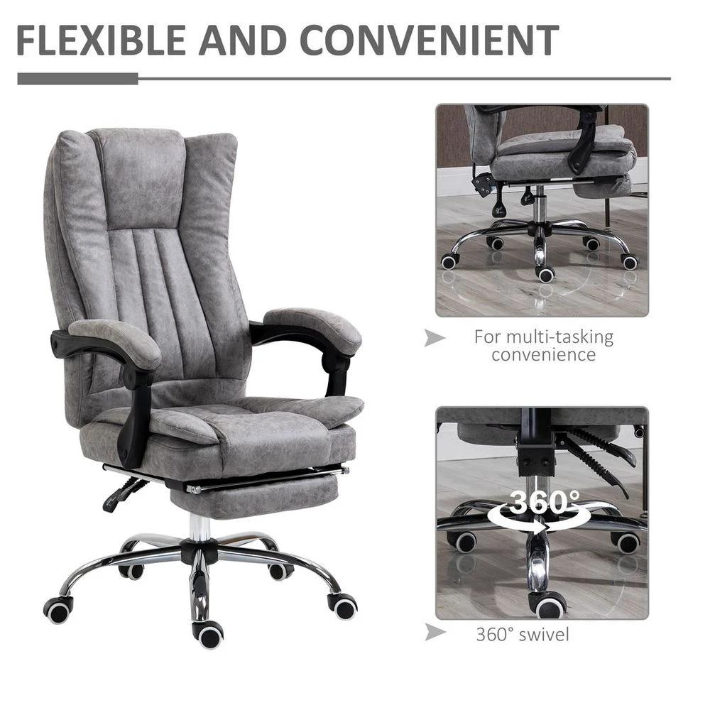Vinsetto Executive Office Chair Computer Swivel Chair for Home with Arm, Footrest, Grey - Office Chair