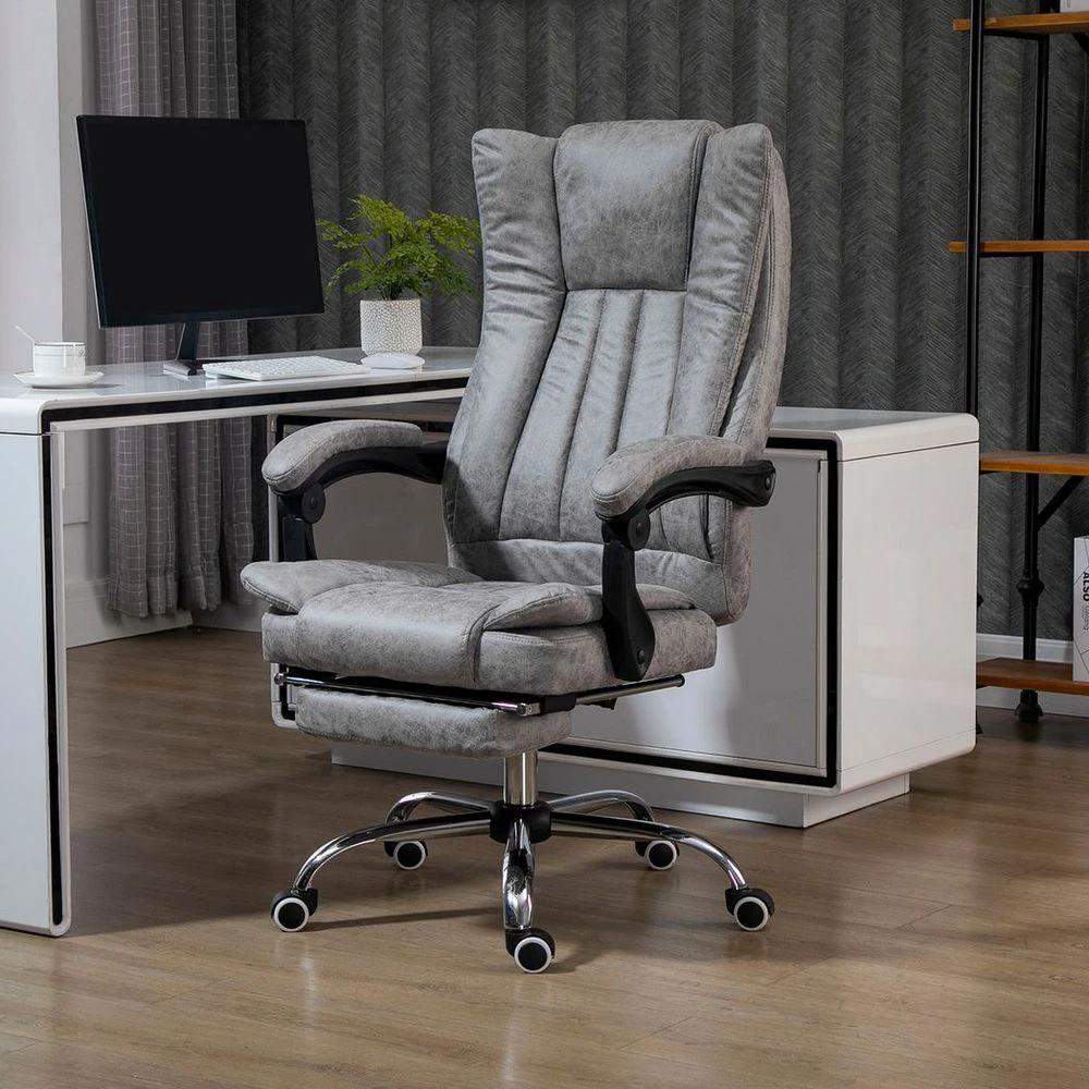 Vinsetto Executive Office Chair Computer Swivel Chair for Home with Arm, Footrest, Grey - Office Chair