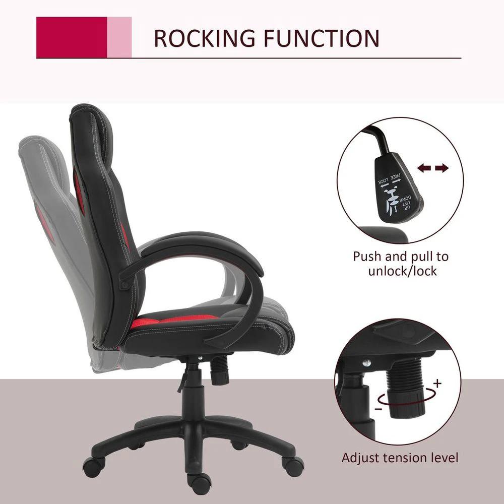 Vinsetto Executive Racing Swivel Gaming Office Chair PU Leather Computer Desk Chair Black - Office Chair