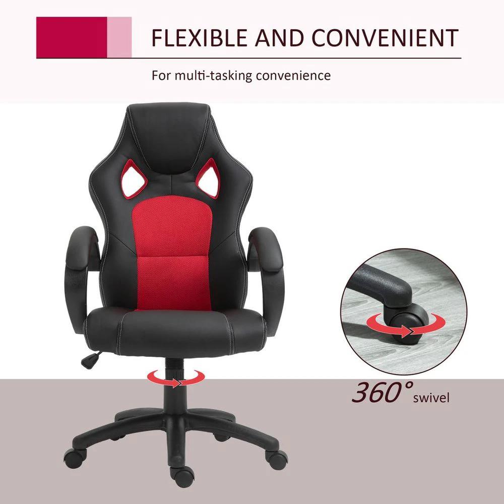 Vinsetto Executive Racing Swivel Gaming Office Chair PU Leather Computer Desk Chair Black - Office Chair
