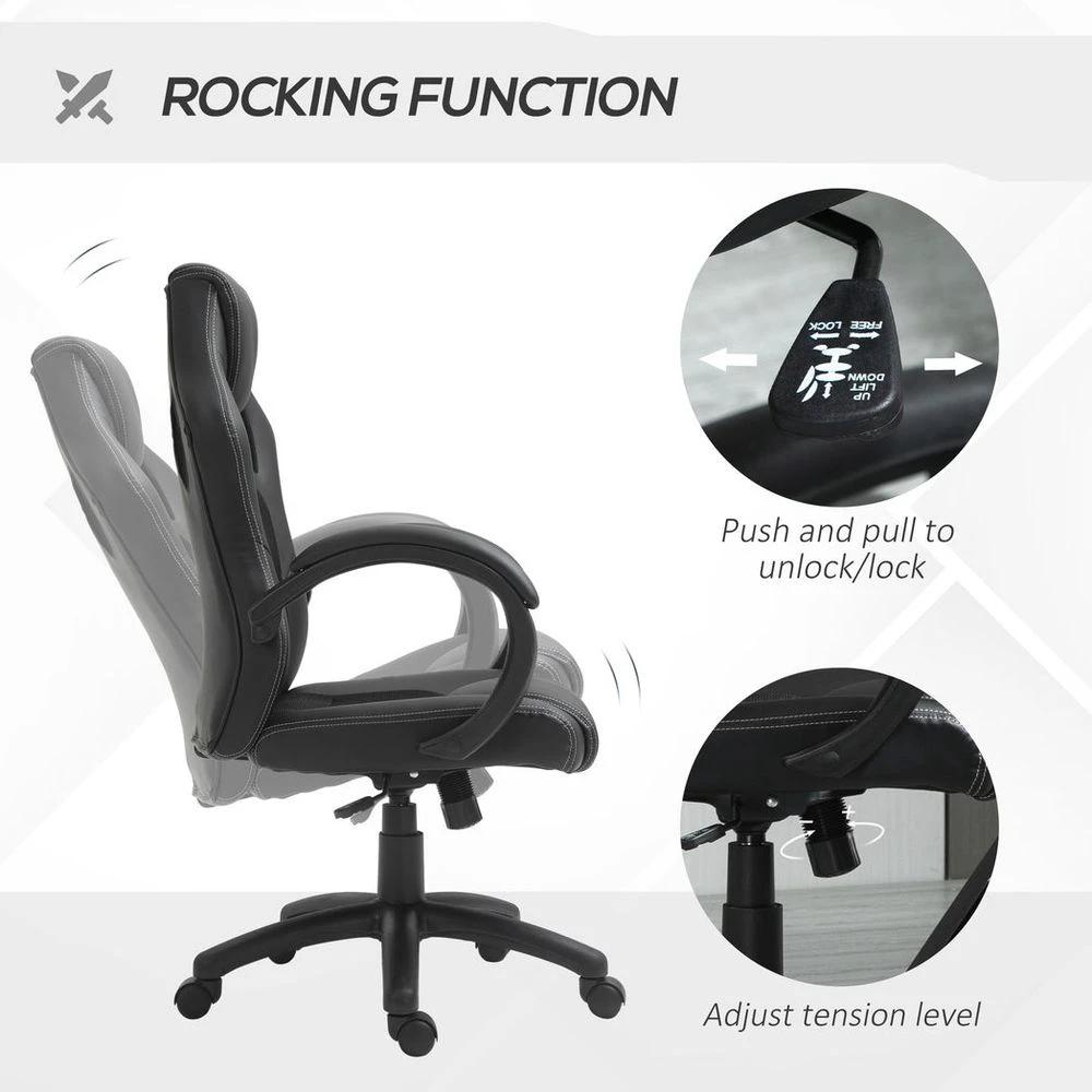 Executive Racing Swivel Gaming Office Chair PU Leather Computer Desk Chair Black by Vinsetto