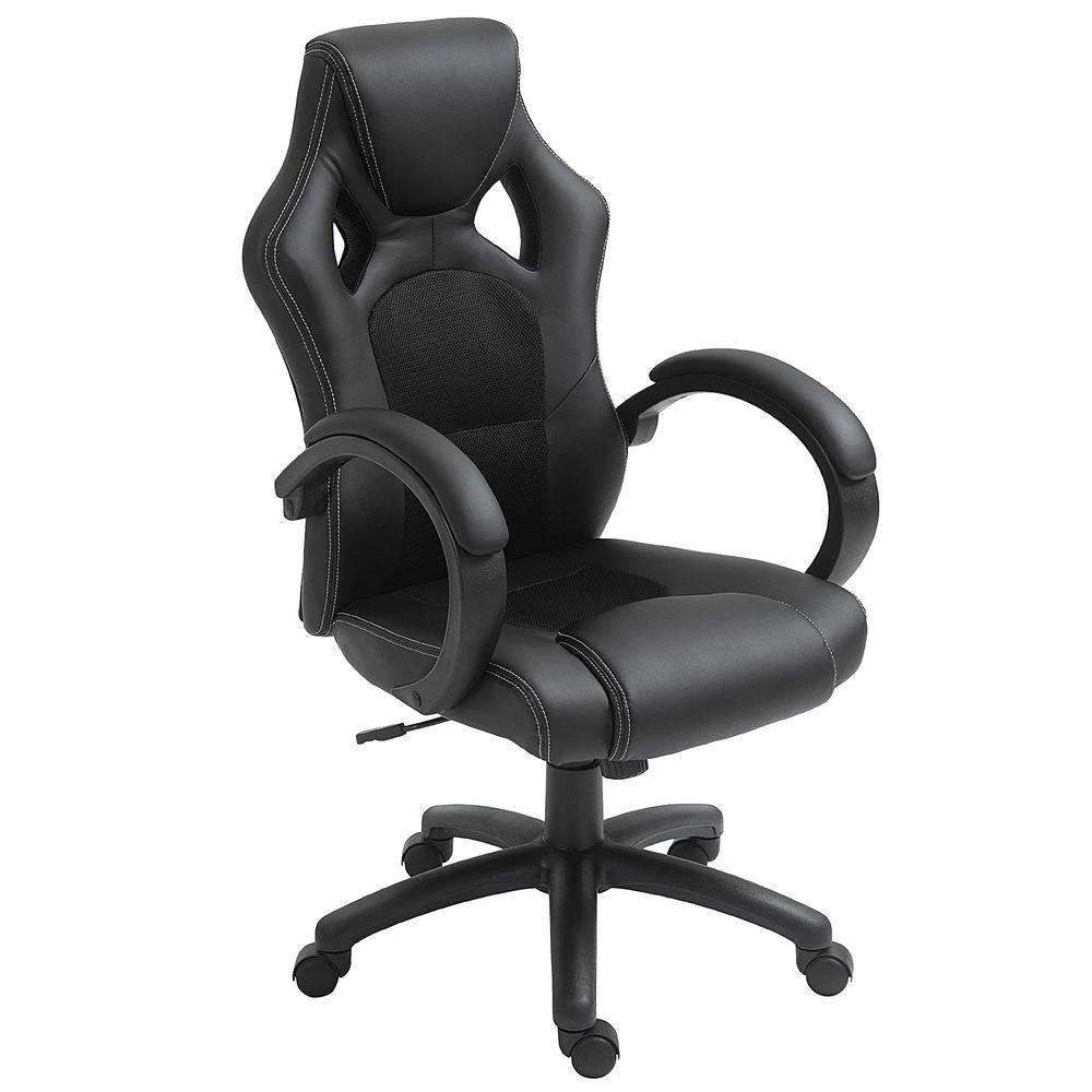 Executive Racing Swivel Gaming Office Chair PU Leather Computer Desk Chair Black by Vinsetto