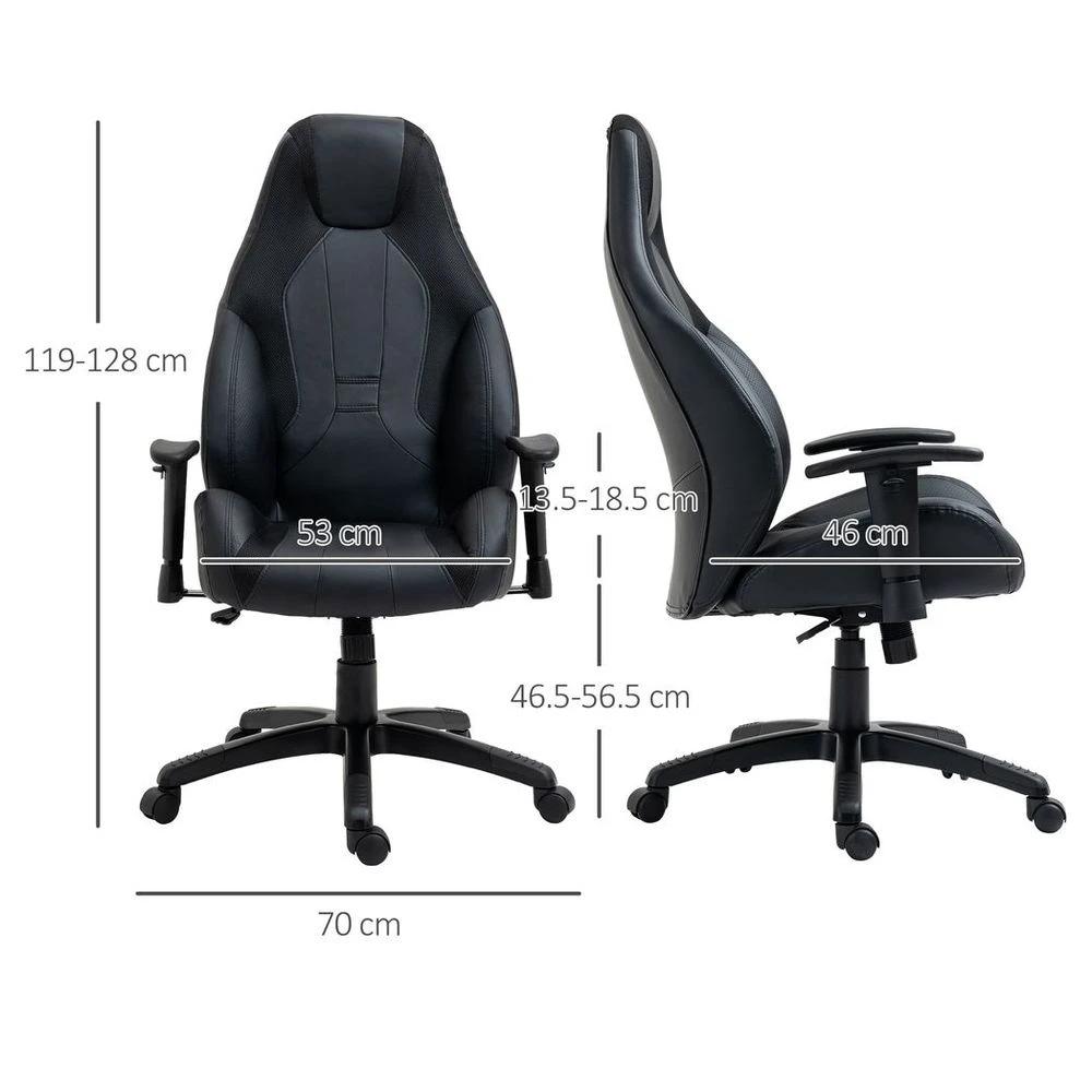 High Back Executive Office Chair Gaming Recliner w/ Footrest, Black by Vinsetto