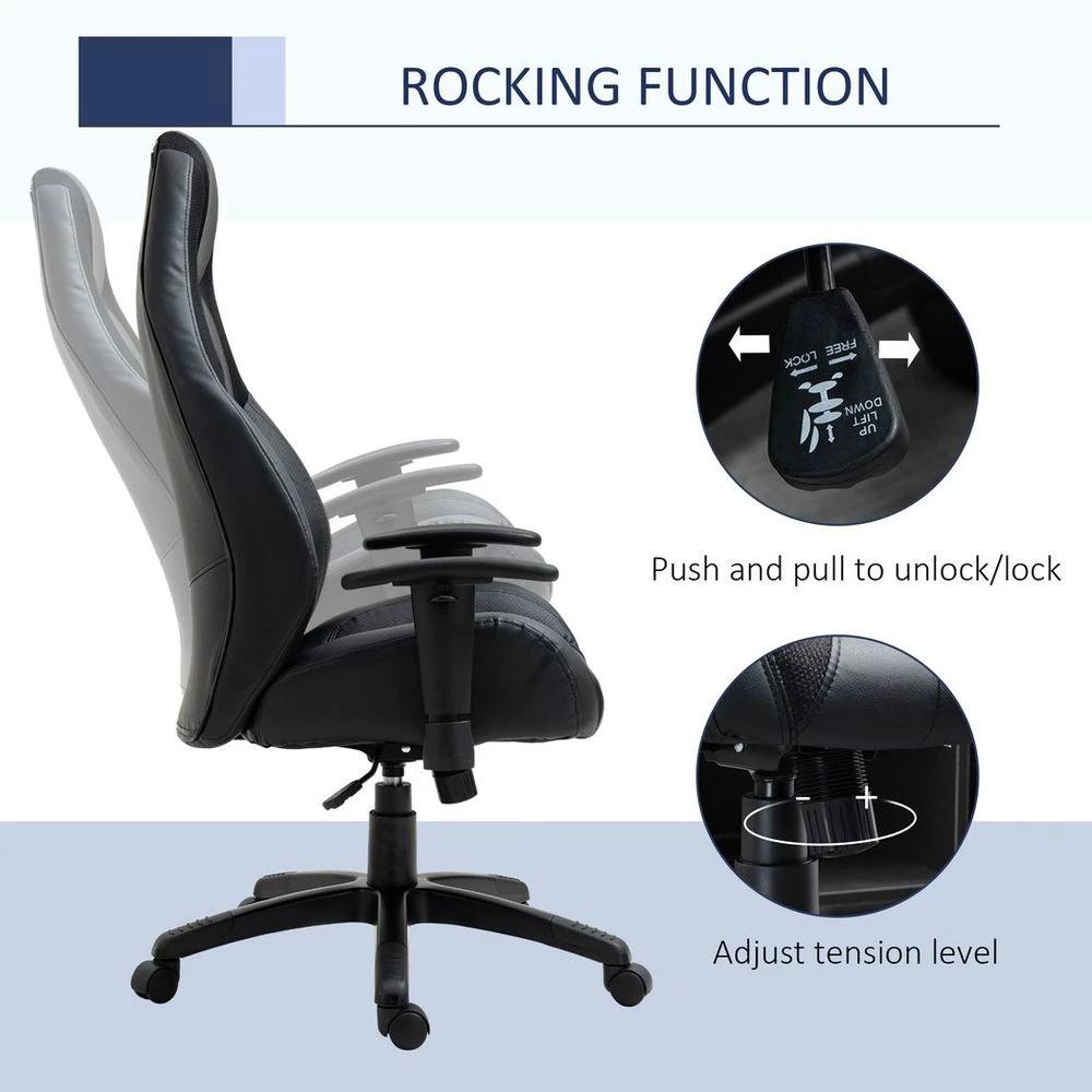 High Back Executive Office Chair Gaming Recliner w/ Footrest, Black by Vinsetto