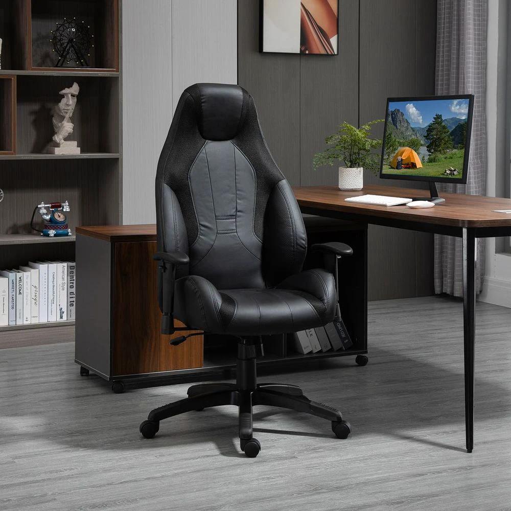 High Back Executive Office Chair Gaming Recliner w/ Footrest, Black by Vinsetto