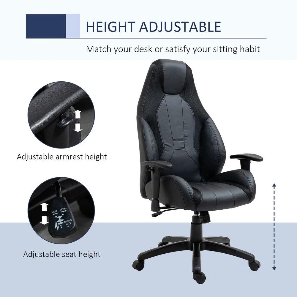 High Back Executive Office Chair Gaming Recliner w/ Footrest, Black by Vinsetto