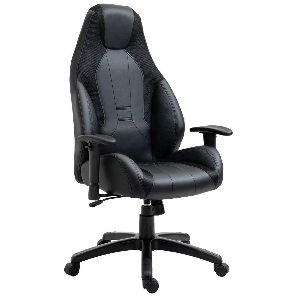 High Back Executive Office Chair Gaming Recliner w/ Footrest, Black by Vinsetto