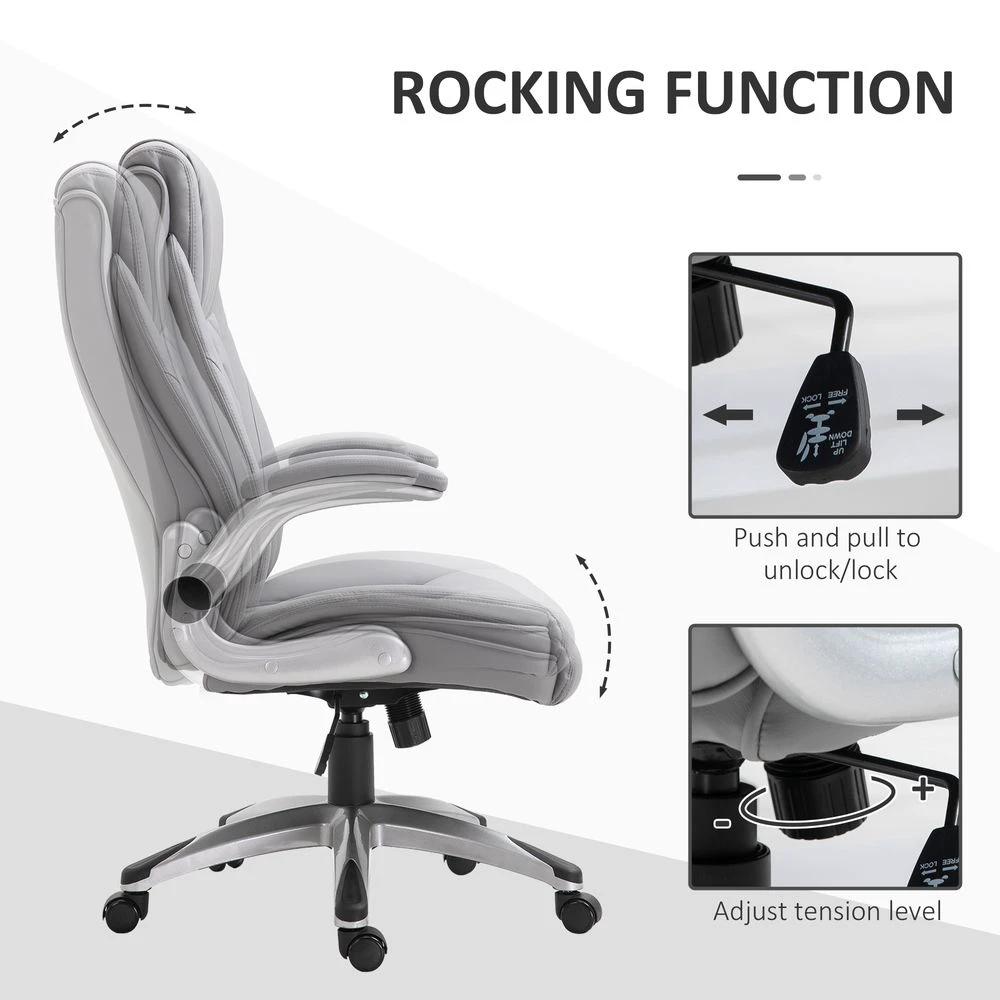 Vinsetto High Back Executive Office Chair Home Swivel PU Leather Chair, Grey - Office Chair