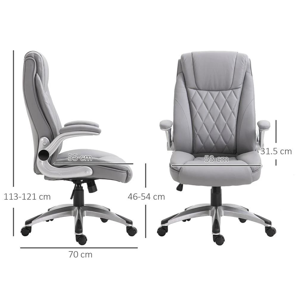 Vinsetto High Back Executive Office Chair Home Swivel PU Leather Chair, Grey - Office Chair