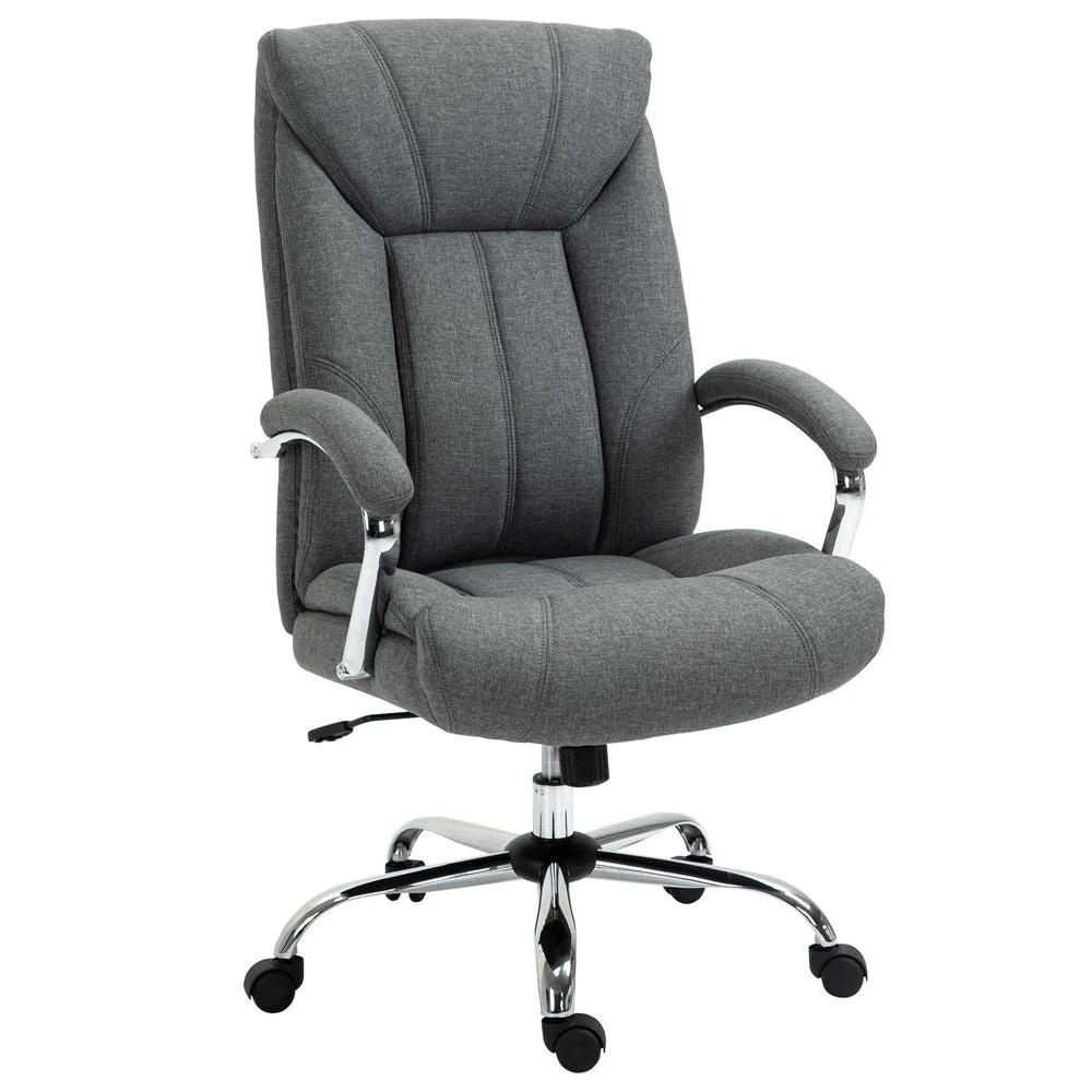 High Back Home Office Chair Computer Desk Chair w/ Arm, Swivel Wheels, Grey by Vinsetto