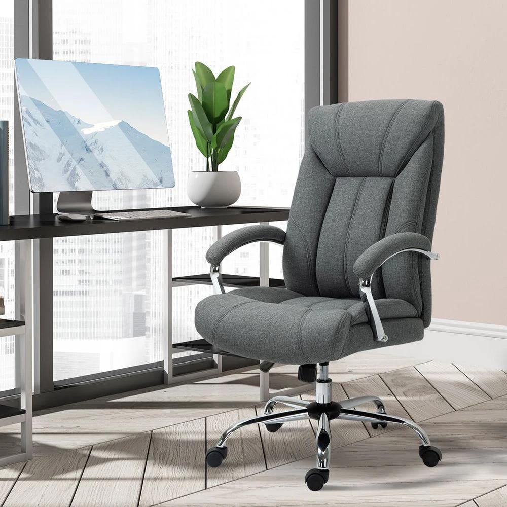 High Back Home Office Chair Computer Desk Chair w/ Arm, Swivel Wheels, Grey by Vinsetto