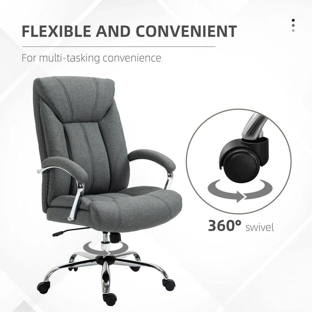 High Back Home Office Chair Computer Desk Chair w/ Arm, Swivel Wheels, Grey by Vinsetto