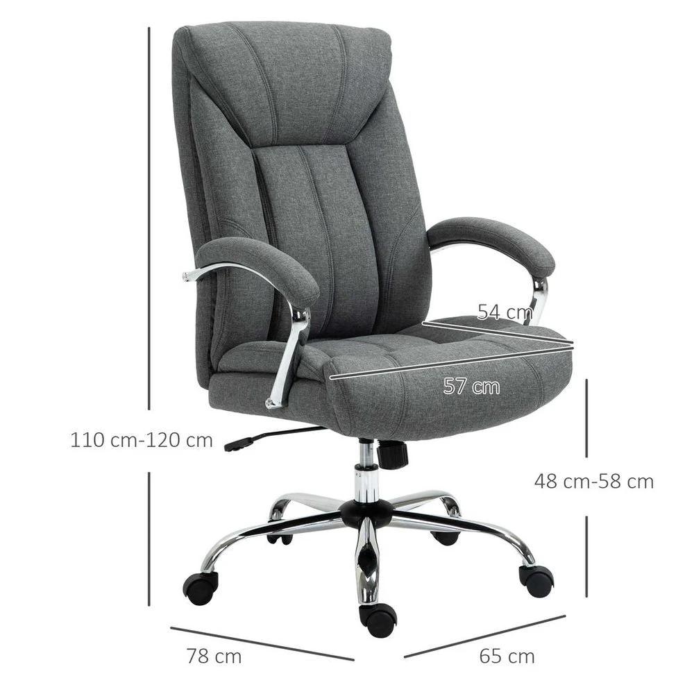High Back Home Office Chair Computer Desk Chair w/ Arm, Swivel Wheels, Grey by Vinsetto