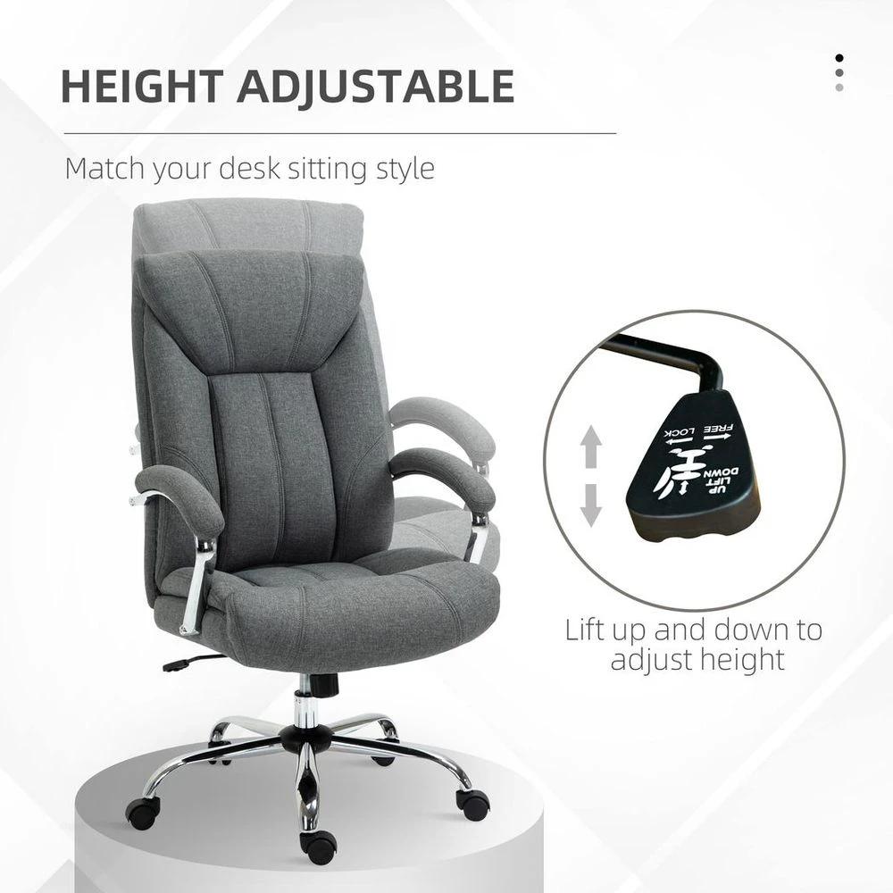 High Back Home Office Chair Computer Desk Chair w/ Arm, Swivel Wheels, Grey by Vinsetto