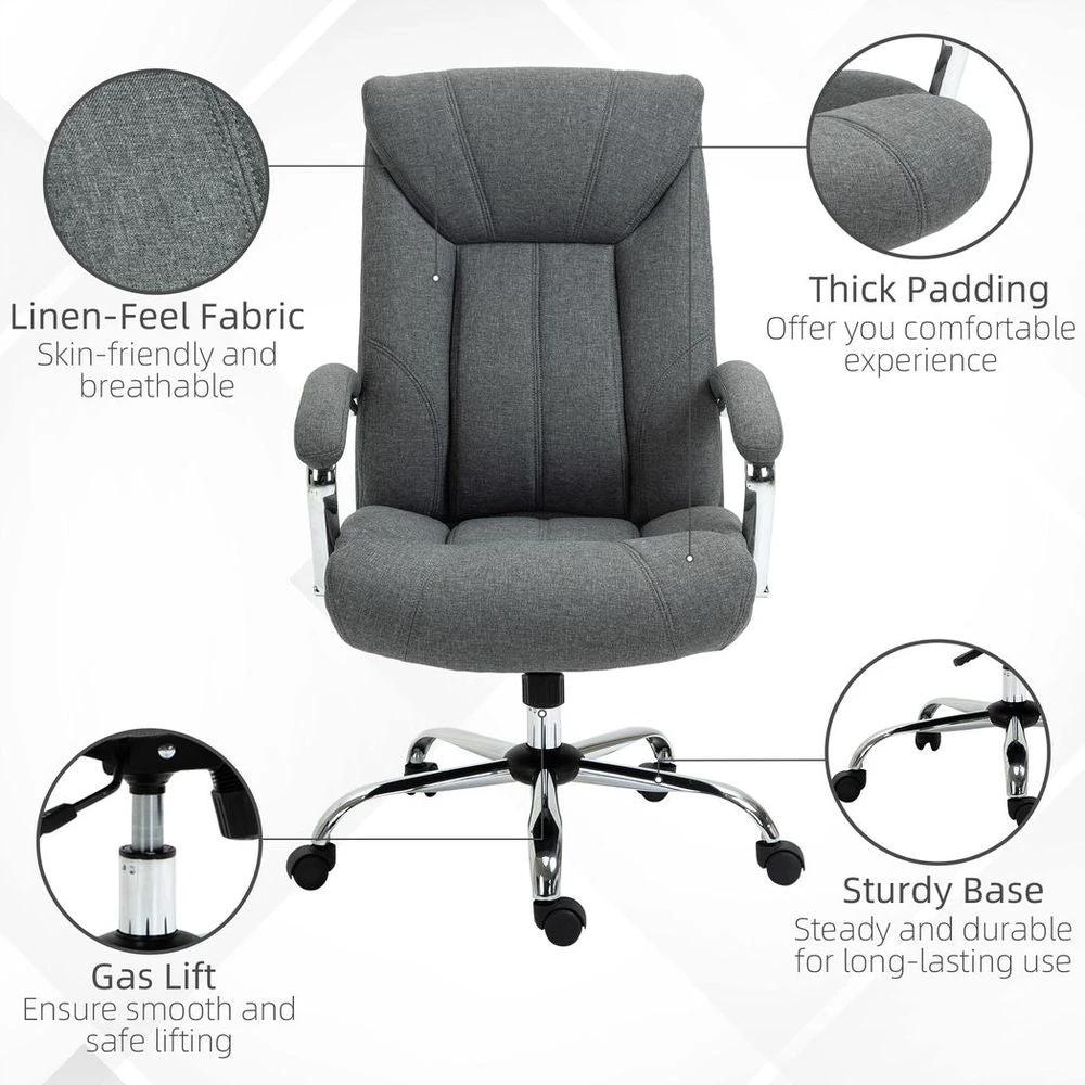 High Back Home Office Chair Computer Desk Chair w/ Arm, Swivel Wheels, Grey by Vinsetto