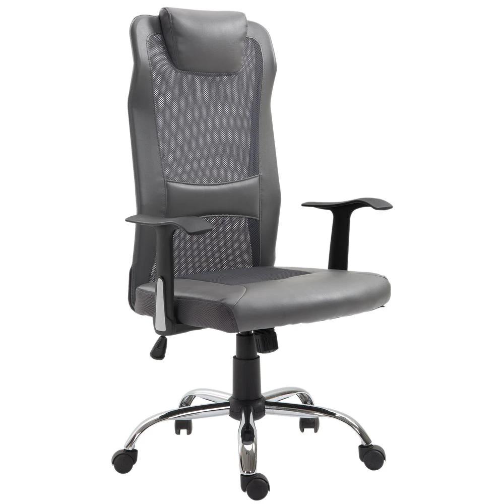 Vinsetto High Back Mesh Office Chair Swivel Chair w/ Headrest Armrests Grey - Office Chair