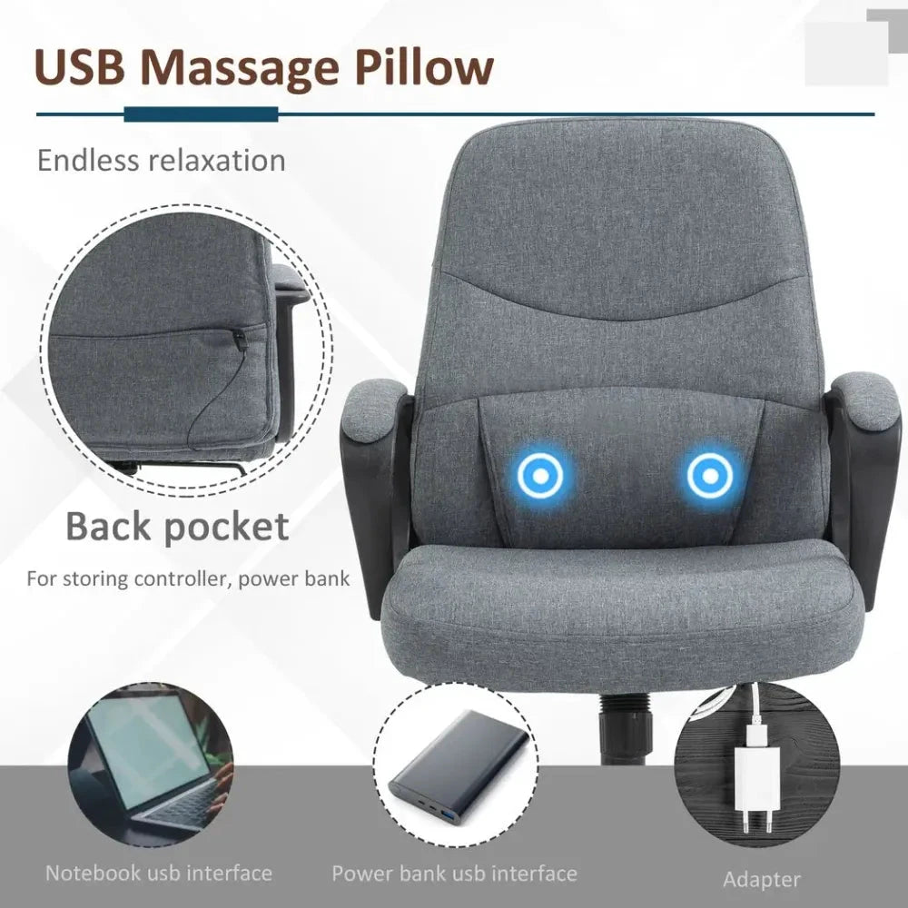 Massage Office Chair with 2-Point Vibration Height Adjustable Swivel Chair by Vinsetto