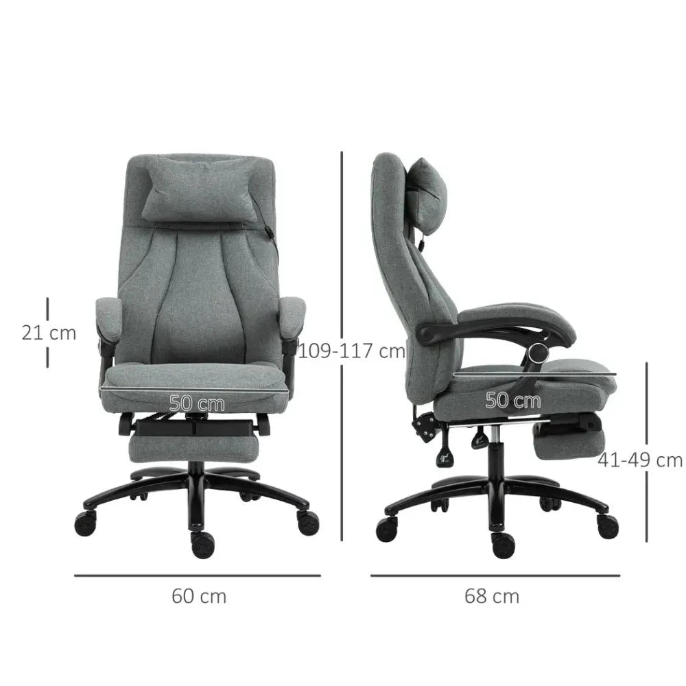 Massage Office Chair with 2-Point Vibration Pillow USB Power 360 Swivel Wheels by Vinsetto