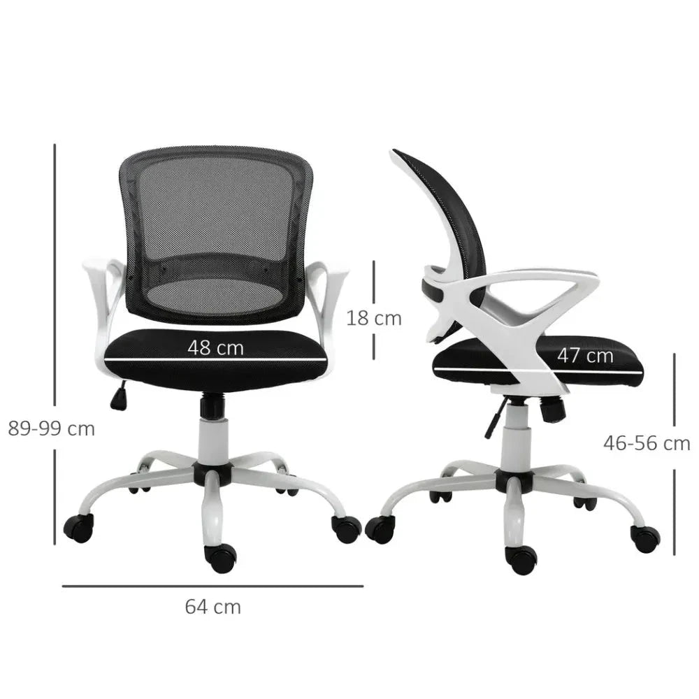 Mesh Home Office Chair Swivel Desk Task PC Chair w/ Lumbar Support, Arm, Black by Vinsetto