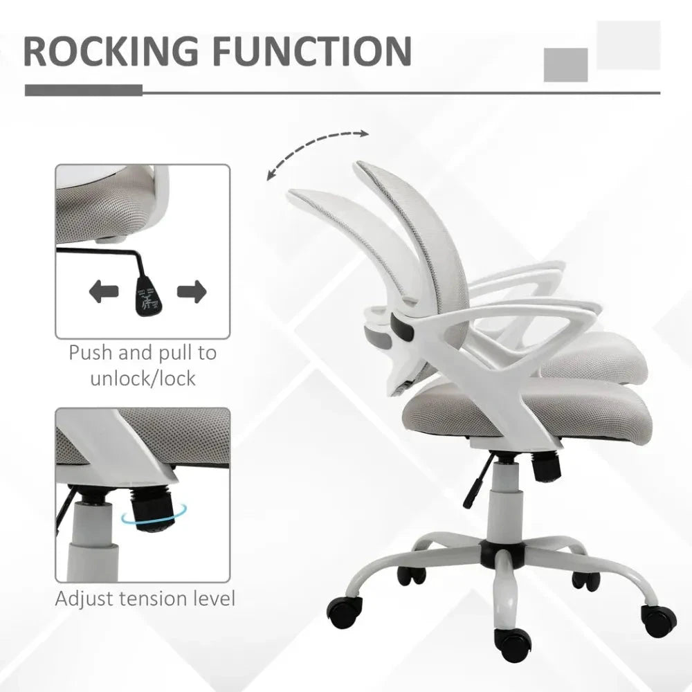 Vinsetto Mesh Home Office Chair Swivel Desk Task PC Chair w/ Lumbar Support, Arm, Grey - Office Chair