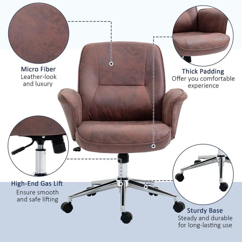 Vinsetto Microfibre Office Chair Desk Chair with Swivel Wheels Tilt Function, Red - Office Chair