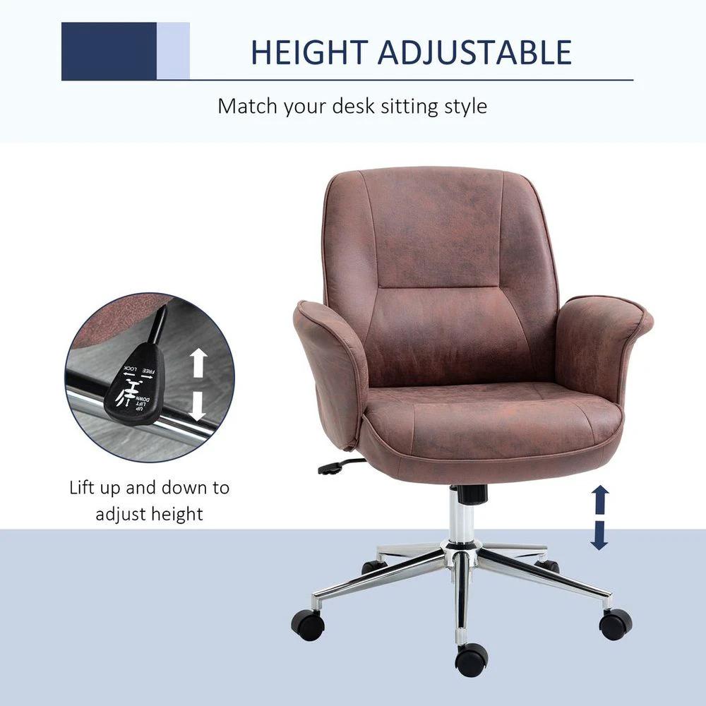 Vinsetto Microfibre Office Chair Desk Chair with Swivel Wheels Tilt Function, Red - Office Chair
