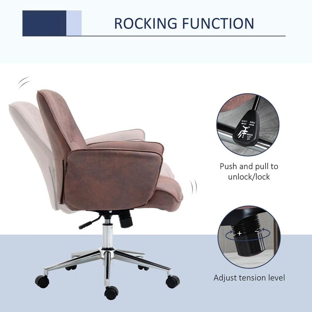 Vinsetto Microfibre Office Chair Desk Chair with Swivel Wheels Tilt Function, Red - Office Chair