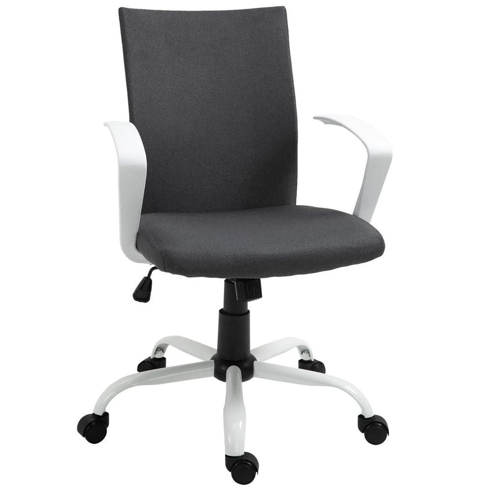 Vinsetto Office Chair Linen Swivel Computer Desk Chair Home Study Task Chair, Dark Grey - Office Chair