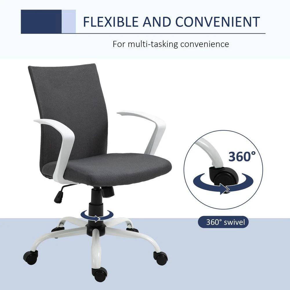 Vinsetto Office Chair Linen Swivel Computer Desk Chair Home Study Task Chair, Dark Grey - Office Chair