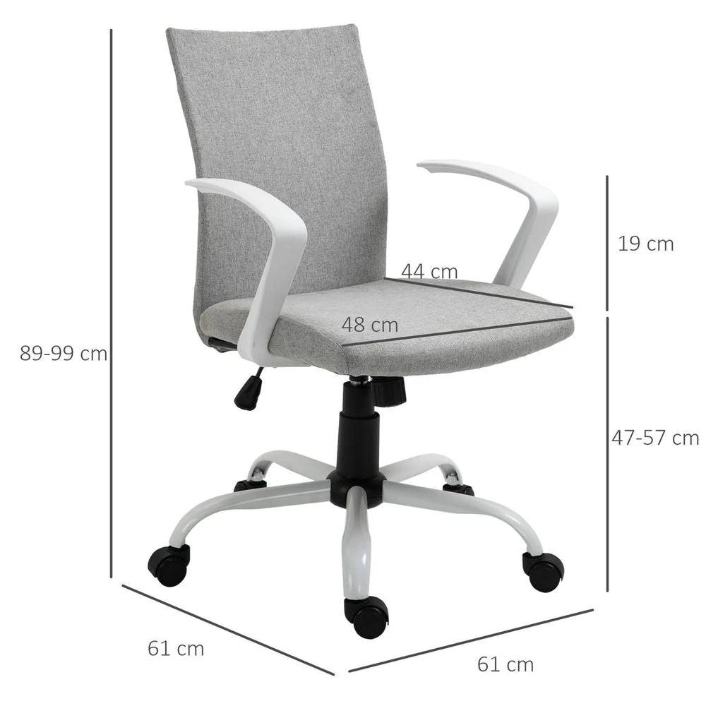 Office Chair Linen Swivel Computer Desk Chair Home Study Task Chair, Light Grey by Vinsetto