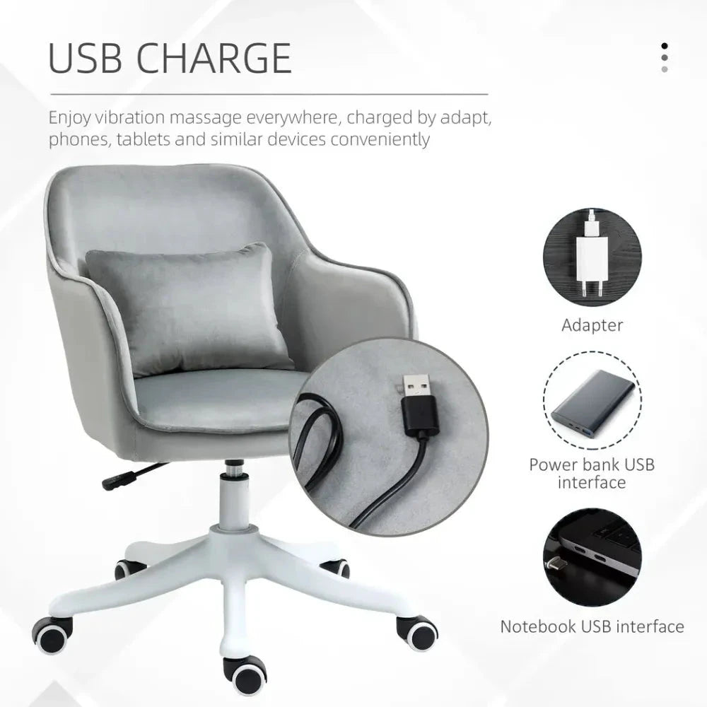 Vinsetto Office Chair with Rechargeable Electric Vibration Massage Lumbar Pillow, Wheels - Office Chair