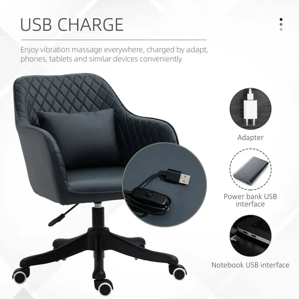 Vinsetto Office Chair with Rechargeable Electric Vibration Massage Lumbar Pillow, Wheels - Office Chair