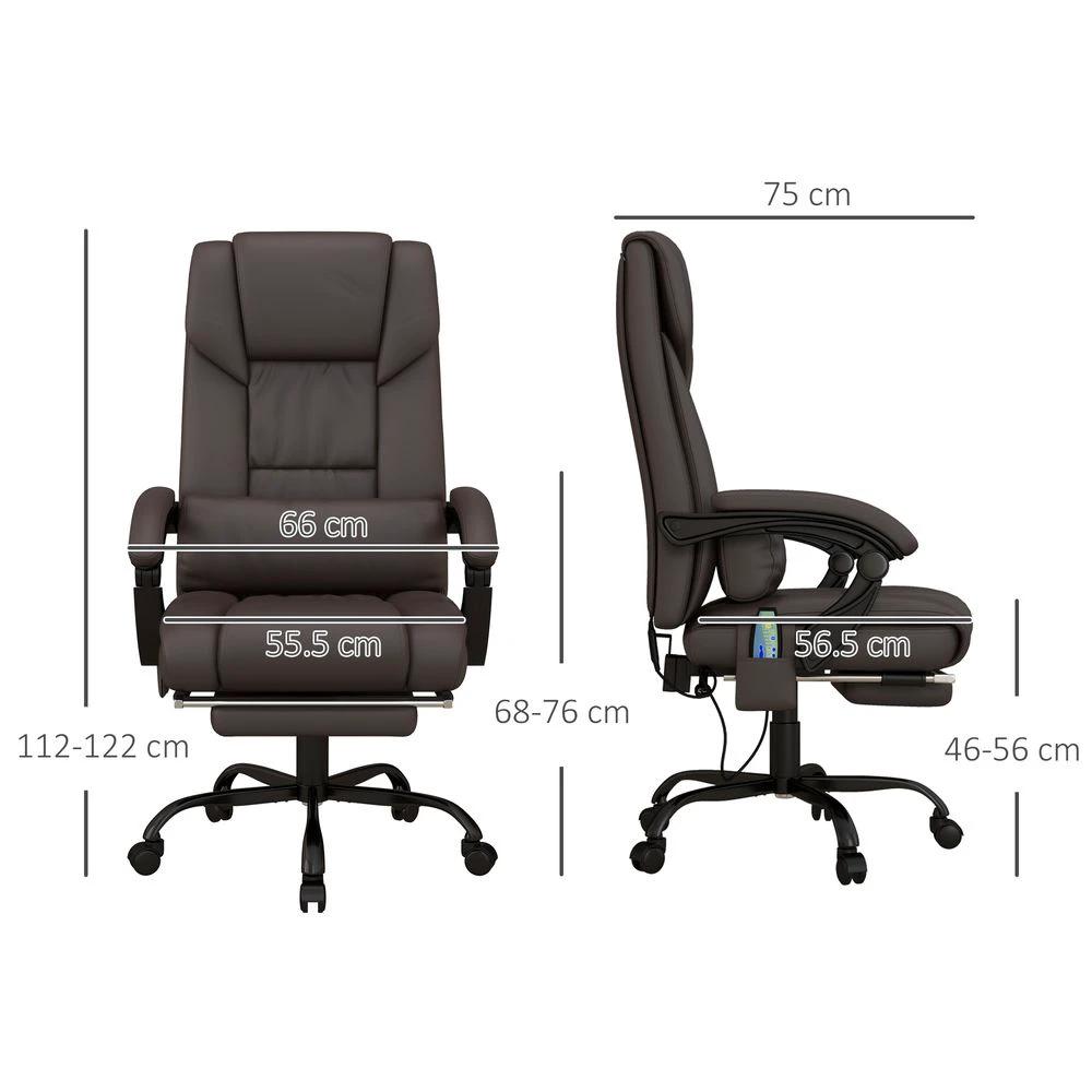 Vinsetto PU Leather Massage Office Chair with 6 Vibration Points Adjustable Height Brown - Office Chair