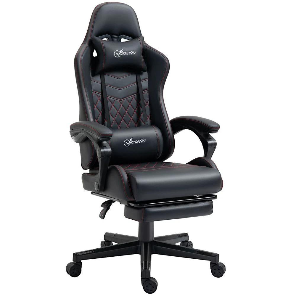 Racing Gaming Chair PU Leather Gamer Recliner Home Office, Black by Vinsetto