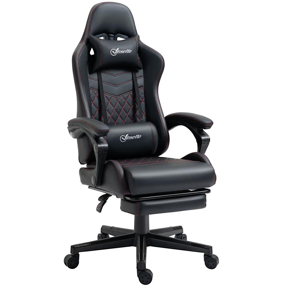 Racing Gaming Chair PU Leather Gamer Recliner Home Office, Black by Vinsetto