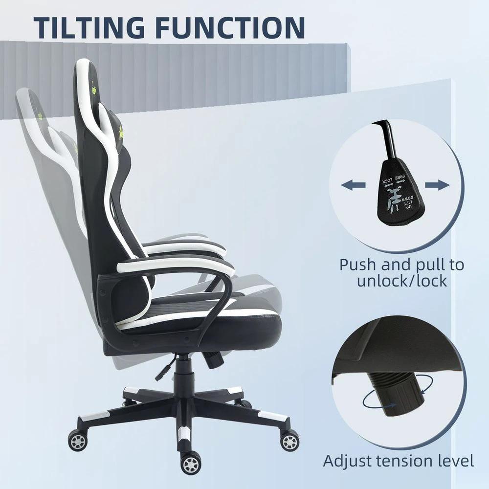 Vinsetto Racing Gaming Chair w/ Lumbar Support, Gamer Office Chair, Black White - Office Chair