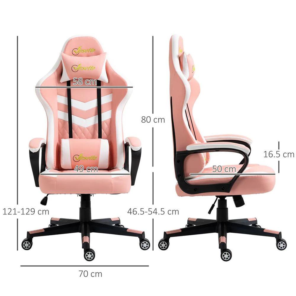 Racing Gaming Chair w/ Lumbar Support, Gamer Office Chair, Pink by Vinsetto