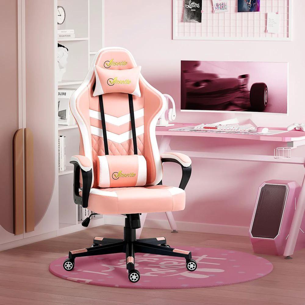 Racing Gaming Chair w/ Lumbar Support, Gamer Office Chair, Pink by Vinsetto