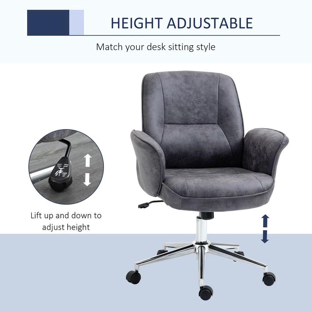 Swivel Computer Office Chair Mid Back Desk Chair for Home, Deep Grey by Vinsetto