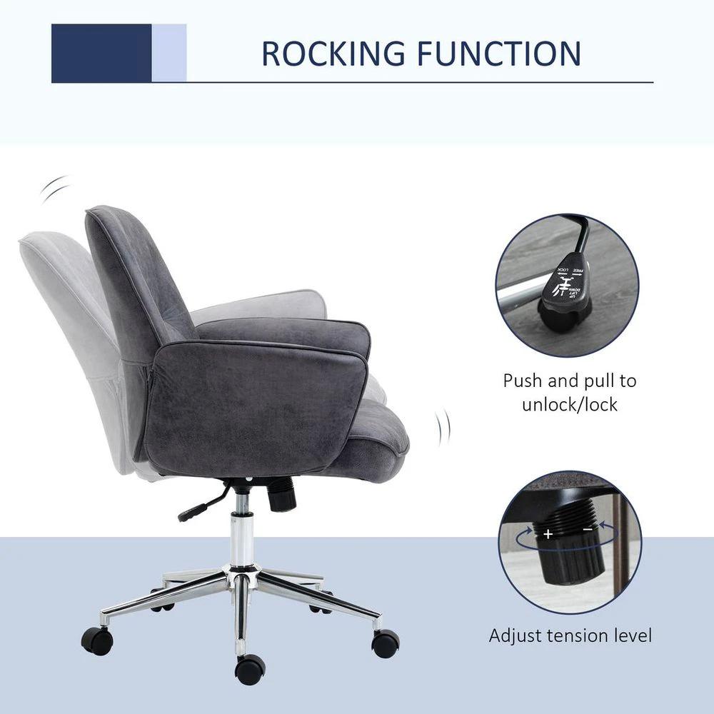 Swivel Computer Office Chair Mid Back Desk Chair for Home, Deep Grey by Vinsetto