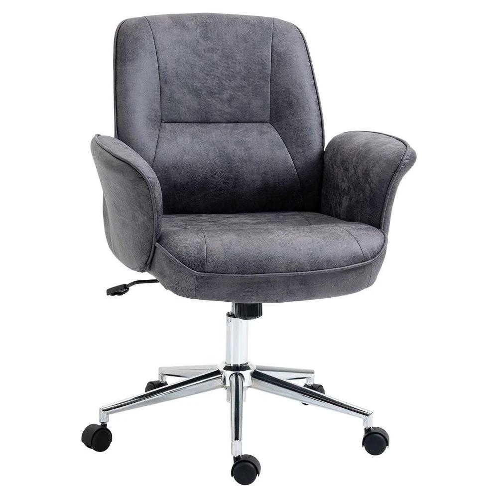 Swivel Computer Office Chair Mid Back Desk Chair for Home, Deep Grey by Vinsetto