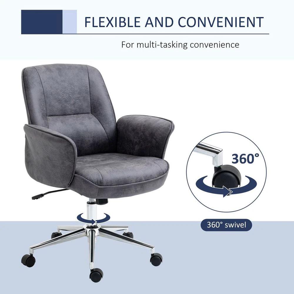 Swivel Computer Office Chair Mid Back Desk Chair for Home, Deep Grey by Vinsetto