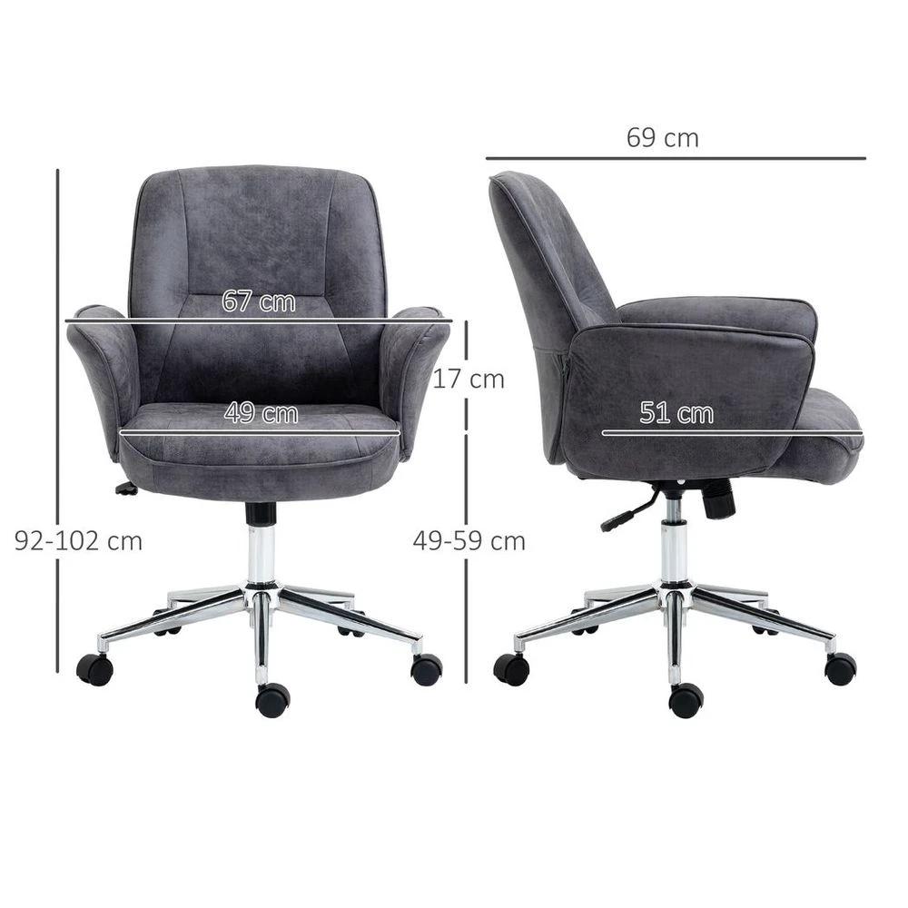 Swivel Computer Office Chair Mid Back Desk Chair for Home, Deep Grey by Vinsetto