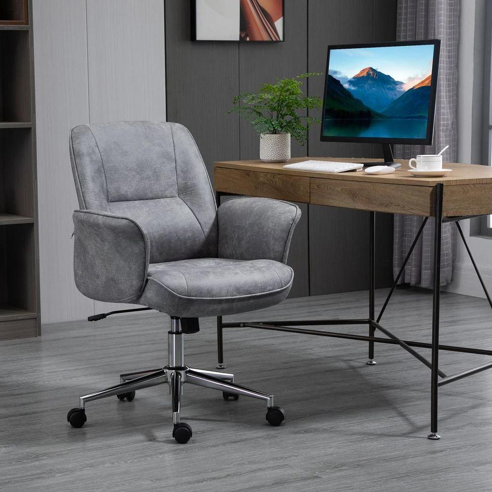 Vinsetto Swivel Computer Office Chair Mid Back Desk Chair for Home, Light Grey - Office Chair
