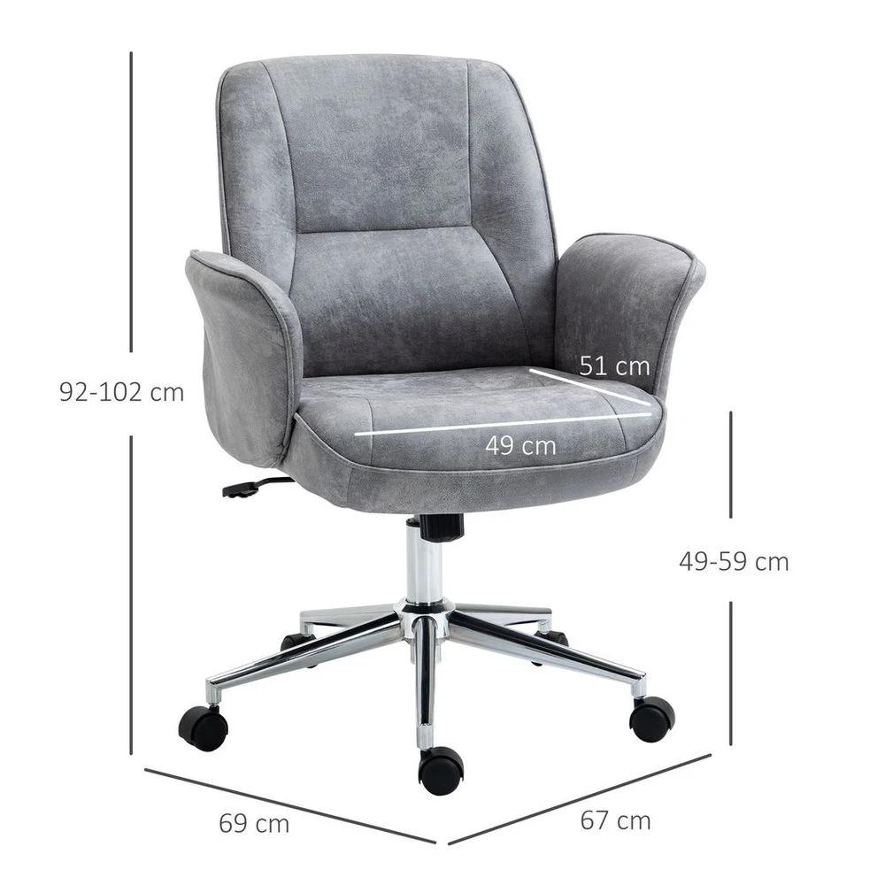 Vinsetto Swivel Computer Office Chair Mid Back Desk Chair for Home, Light Grey - Office Chair