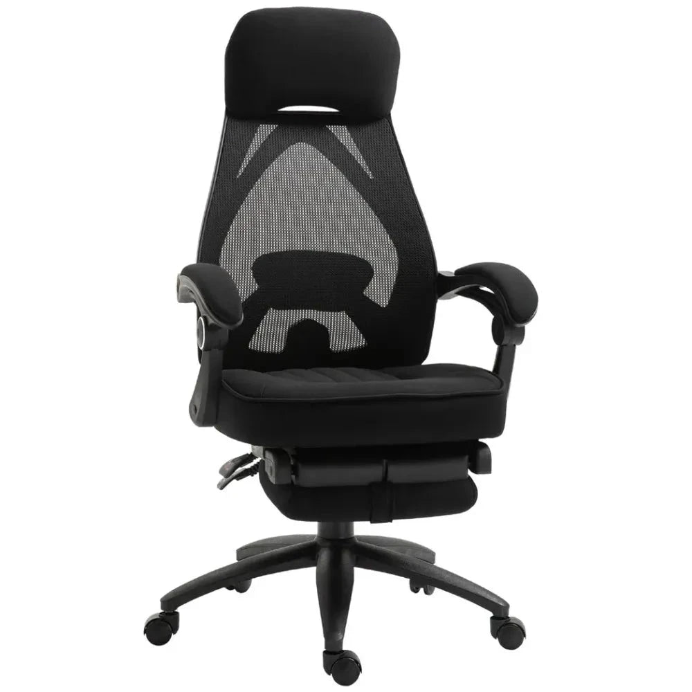 Vinsetto Swivel Office Chair Recliner Lunch Break Chair Adjustable Height w/ Footrest - Office Chair