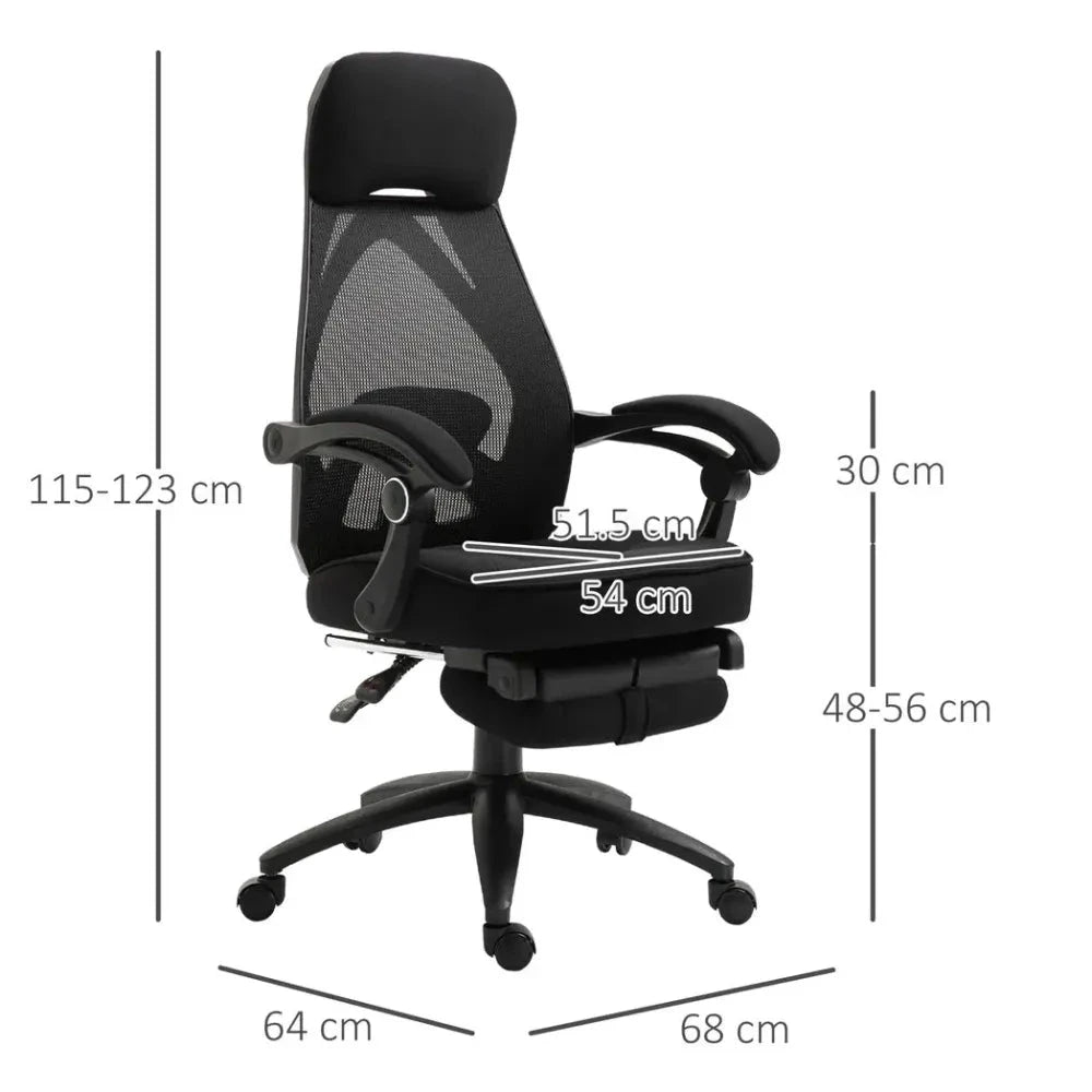 Swivel Office Chair Recliner Lunch Break Chair Adjustable Height w/ Footrest by Vinsetto