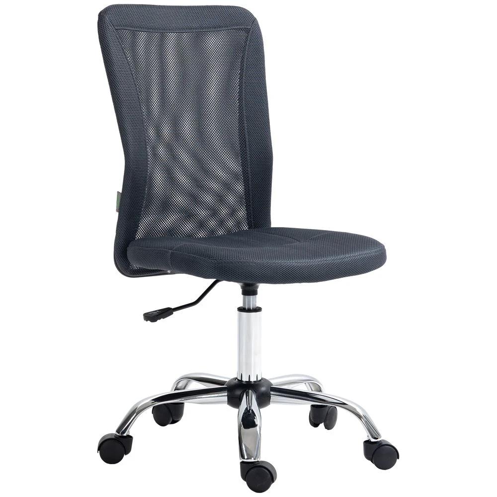 Vinsetto Vinsetto Armless Office Chair with Adjustable Height Mesh Back Wheels Dark Grey - Office Chair