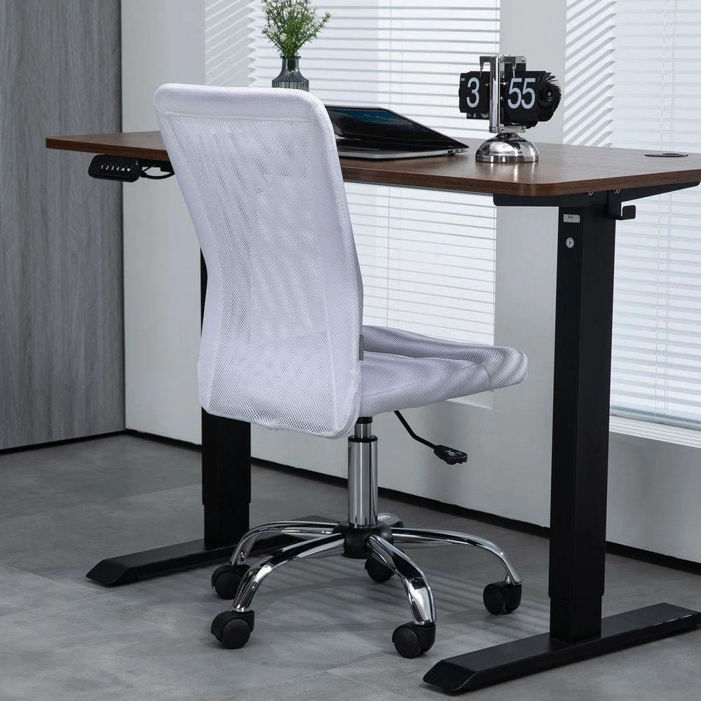 Vinsetto Armless Office Chair with Adjustable Height Mesh Back Wheels White by Vinsetto